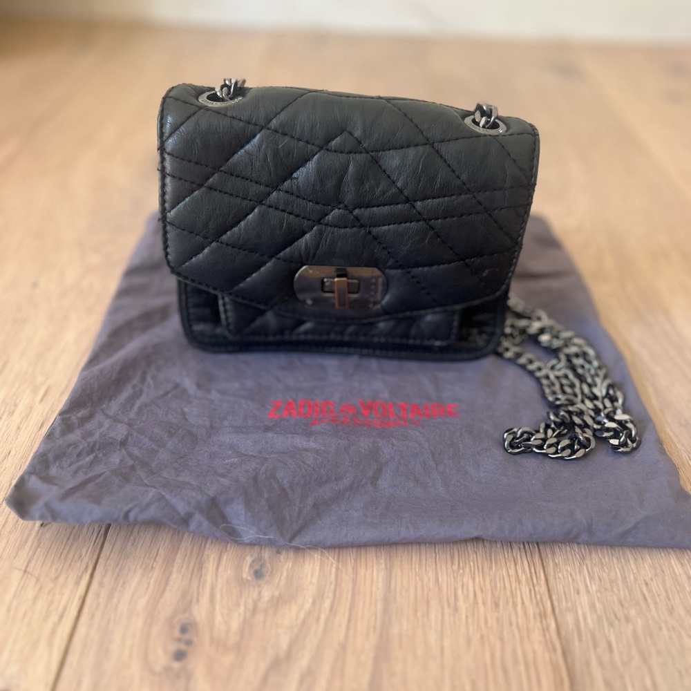 Zadig & Voltaire Skinny Love Mat Black Quilted Chain Bag